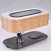 MESUN Wooden lamp table Touch Led Wireless Phone Charger Night Lamp With Speaker